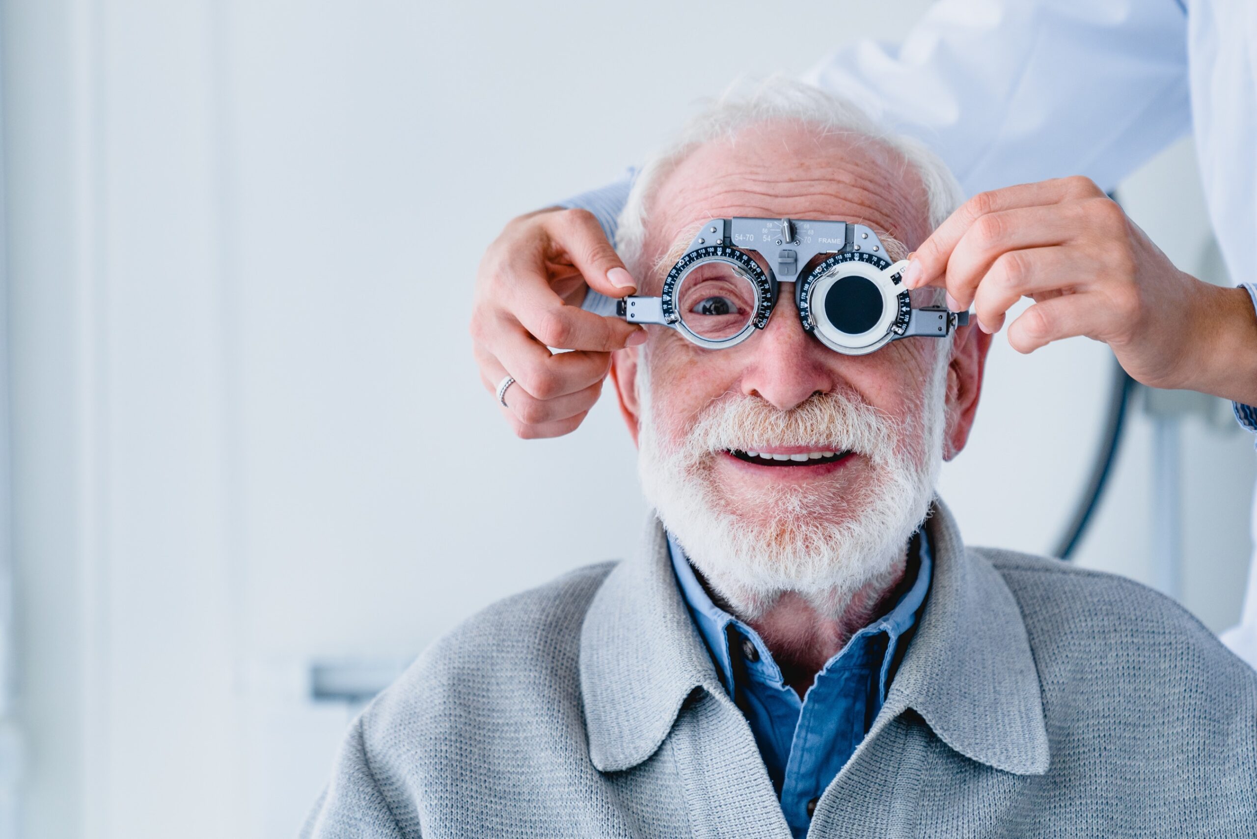 Man having his eye examined